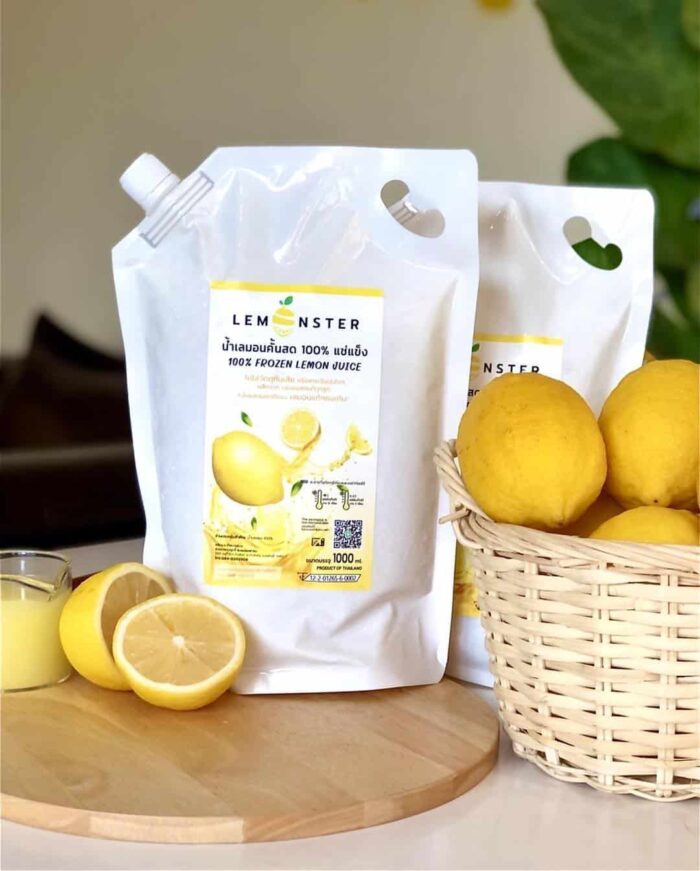 น้ำเลมอนคั้นสด 100% แช่แข็ง (Frozen Lemon Juice) ตรา เลมอนสเตอร์ (Lemonster)