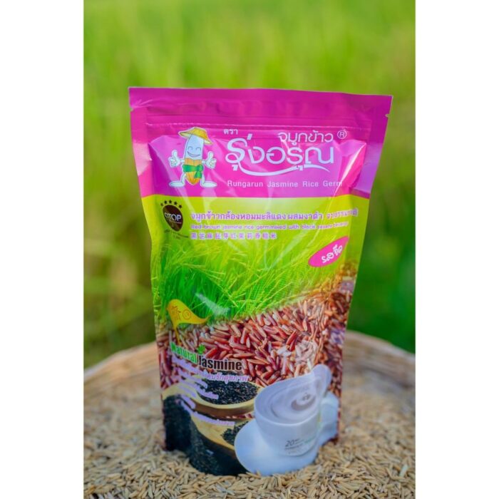 จมูกข้าวกล้องหอมมะลิแดงผสมงาดำจากธรรมชาติ (รสจืด) ขนาด 200 กรัม ตรา รุ่งอรุณ - Image 2