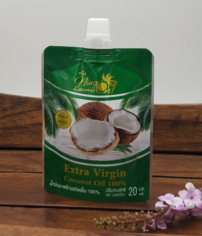 น้ำมันมะพร้าวสกัดเย็น แบบซอง ขนาด 20 ml ตรา Ning Coconut Oil
