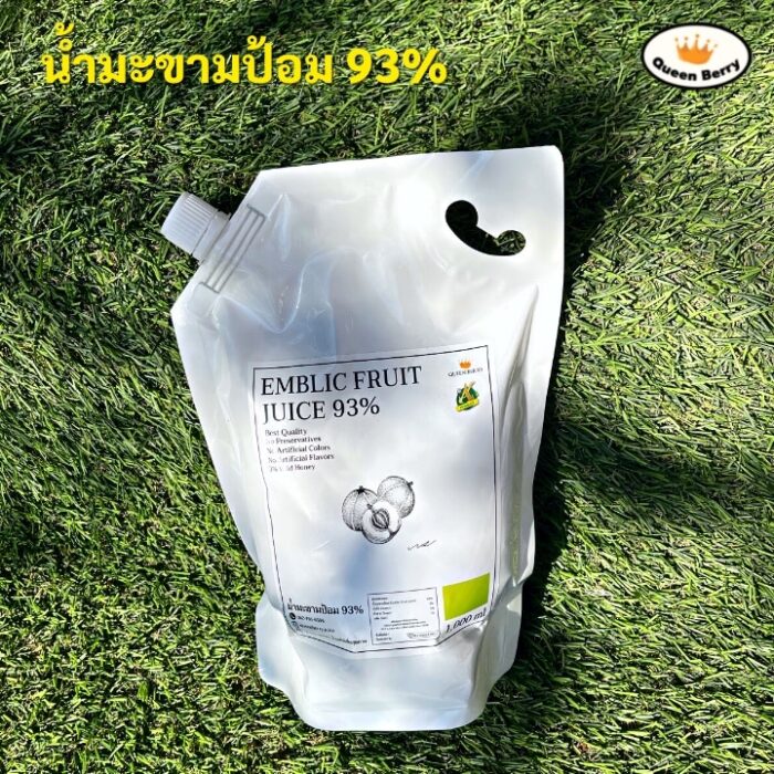 น้ำมะขามป้อม 93% บรรจุถุง ขนาด 1,000 ml ตรา Queen Berry