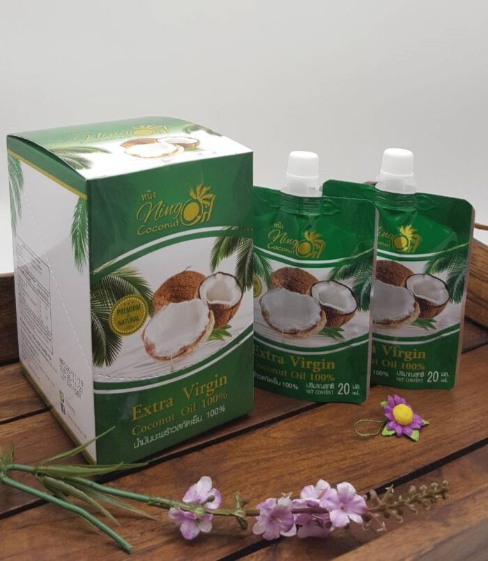 น้ำมันมะพร้าวสกัดเย็น ขนาด 120 ml (20 ml x 6) ตรา Ning Coconut Oil