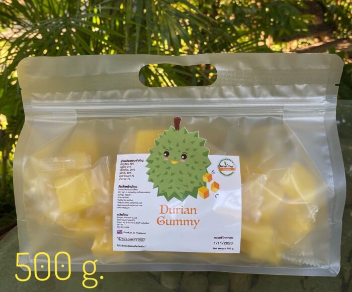 เยลลี่ทุเรียน (Durian Gummy) ขนาด 500 กรัม (แบบถุง) ตรา สวนปทุมทิพย์