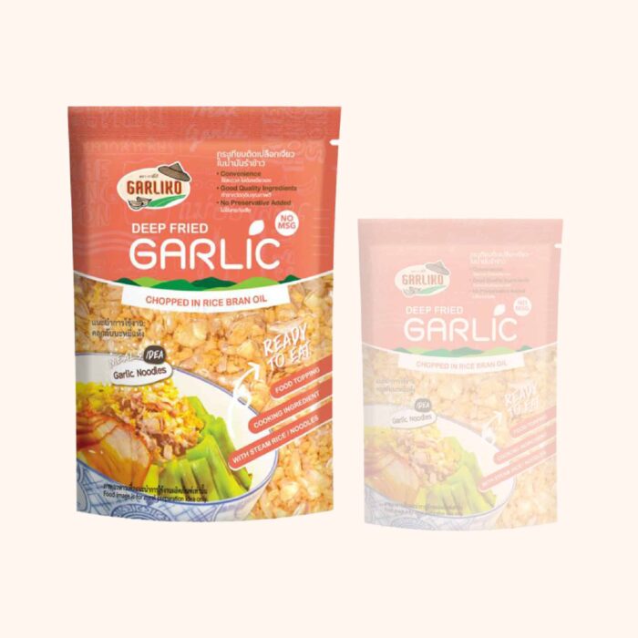 กระเทียมติดเปลือกเจียวในน้ำมันรำข้าว ขนาด 100 กรัม ตรา Garliko