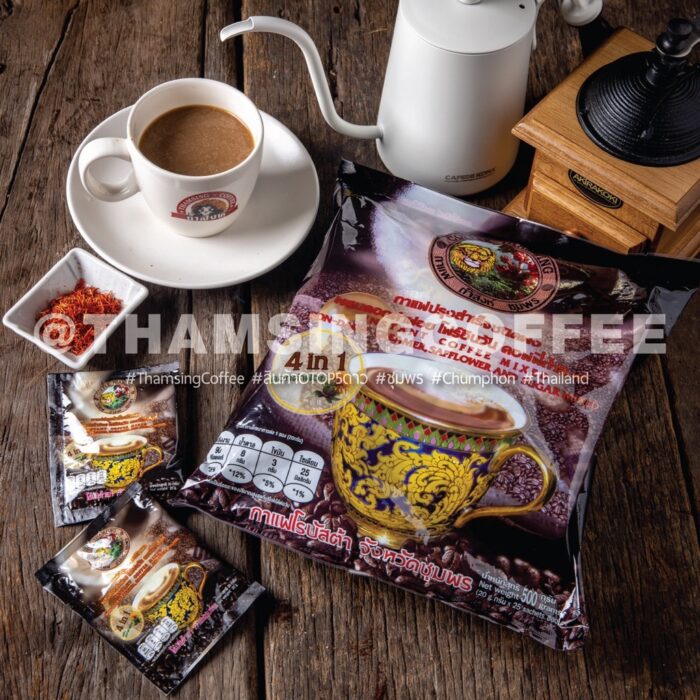 กาแฟ 4 in 1 (ผสมดอกคำฝอย+ใบแปะก๊วย) ขนาดแพ็คละ 500 กรัม ยกลัง (บรรจุ 20 แพ็ค) ตรา ถ้ำสิงห์ - รูปภาพ 2