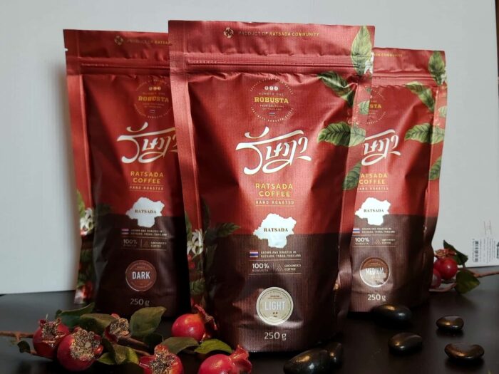 กาแฟคั่วบด โรบัสต้า คั่วอ่อน ขนาด 250 กรัม ตรา รัษฎา (RATSADA COFFEE)
