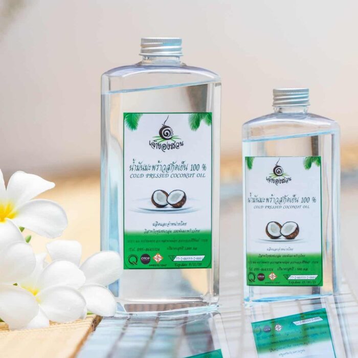 น้ำมันมะพร้าวบริสุทธิ์สกัดเย็น ขนาด 1 Litre ตรา เจ้าของสวน