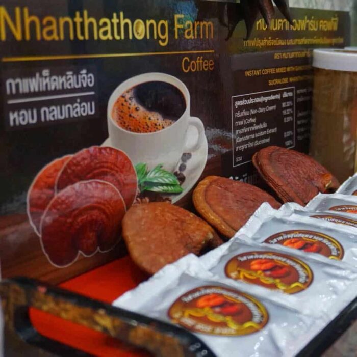 กาแฟเห็ดหลินจือ บรรจุ10ซอง ขนาด15กรัม ตรา วิสาหกิจชุมชนหนามตาทองฟาร์ม - รูปภาพ 3