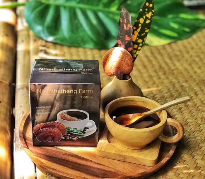 กาแฟเห็ดหลินจือ บรรจุ10ซอง ขนาด15กรัม ตรา วิสาหกิจชุมชนหนามตาทองฟาร์ม