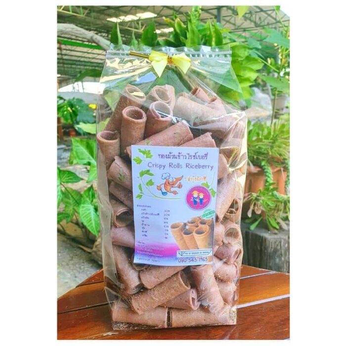 ทองม้วนข้าวไรซ์เบอร์รี่ รสกุ้งผักชี ตรา โชคอนันต์ฟาร์ม