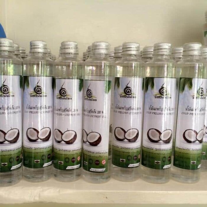 น้ำมันมะพร้าวสกัดเย็น ขนาด 250 ml ตรา 100 พันมะพร้าวไทย