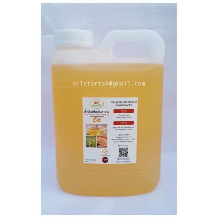 น้ำมันสกัดเย็น งาขาว/ปริมาณ 1000 ซีซี ตรา Oil Star Tak