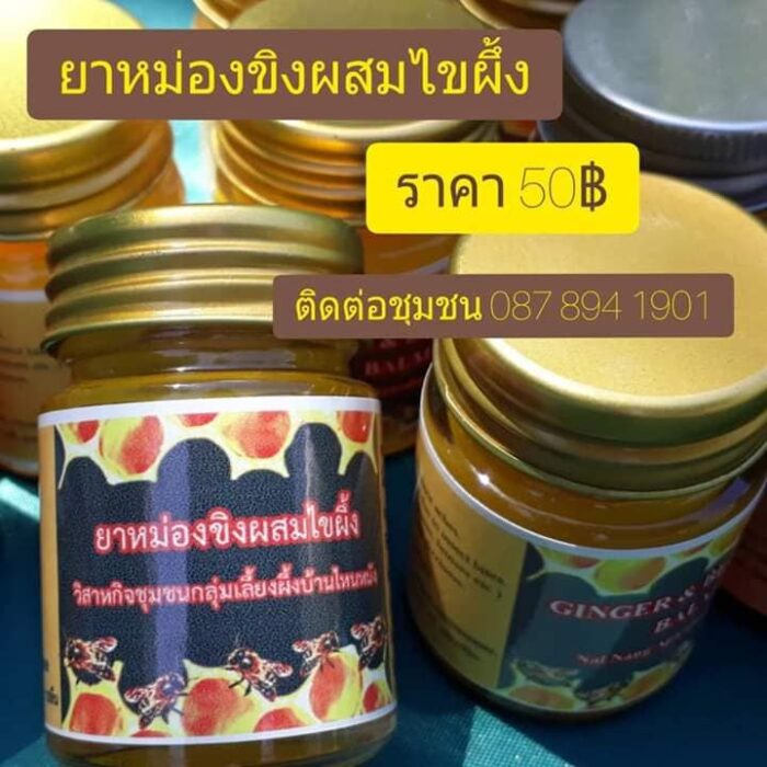 ยาหม่องขิงผสมไขผึ้ง ตรา วิสาหกิจชุมชนเลี้ยงผึ้งบ้านไหนหนัง
